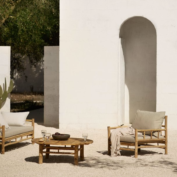 Bamboo lounge hot sale chair with cushion