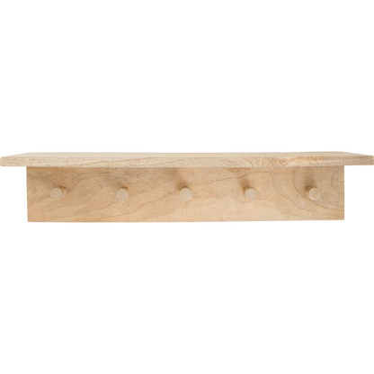 Mango Wood Shelf with Hooks