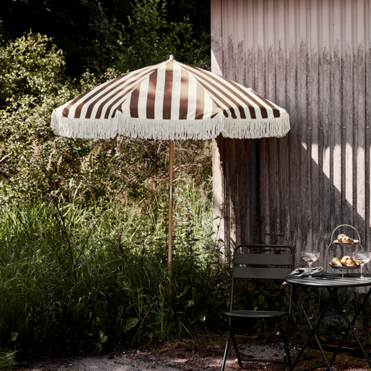 Mocha Stripe Garden Umbrella