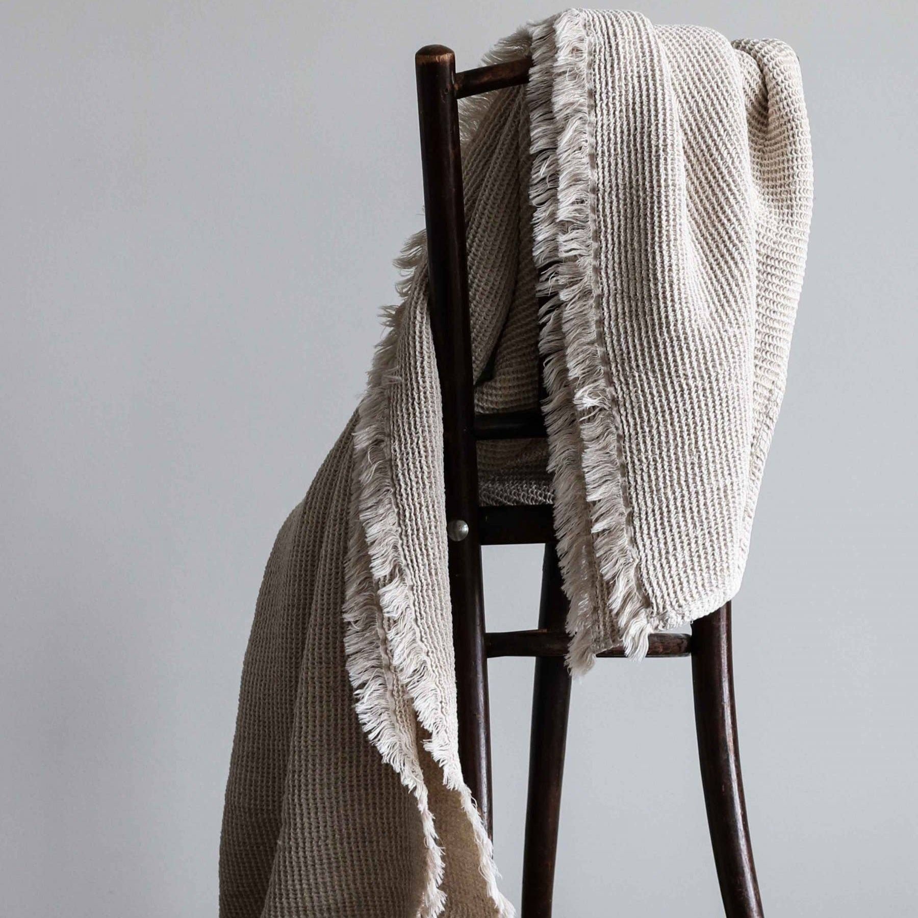 Waffle Cotton Linen Throw - Design Vintage