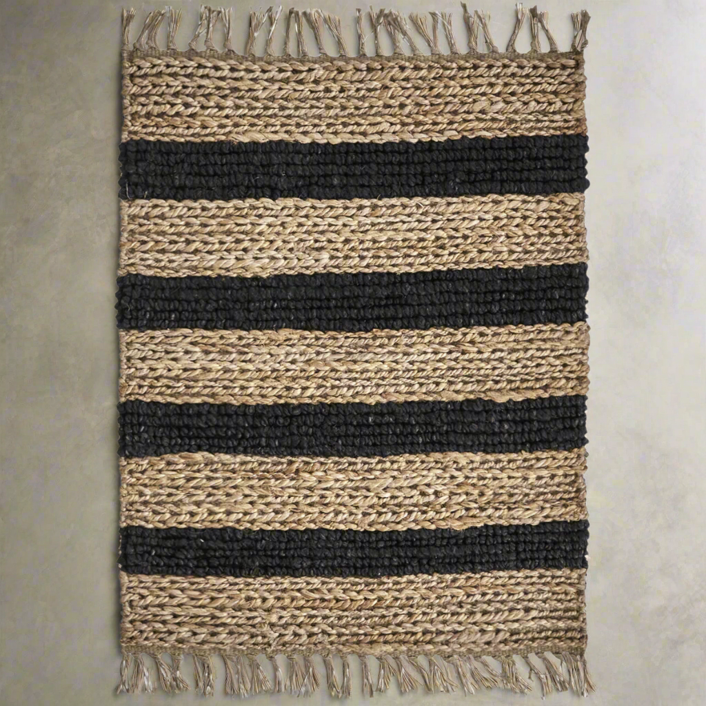 Black Striped Rug - Design Vintage