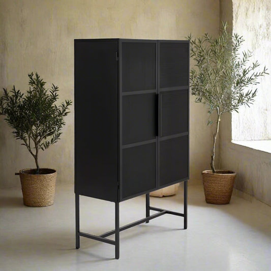 Gosta Black Mesh Cabinet - Design Vintage