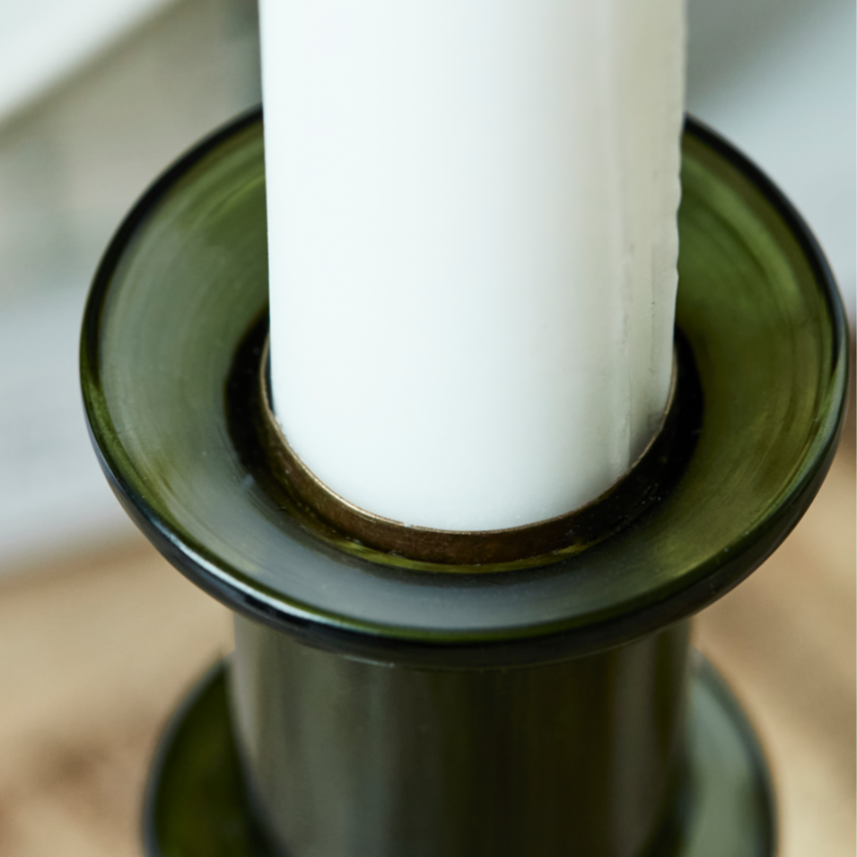 Green Glass Candlestick