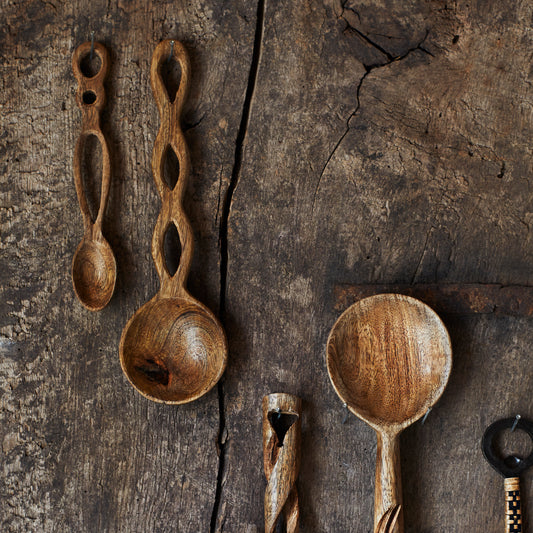 Hand Carved Serving Spoon - Design Vintage