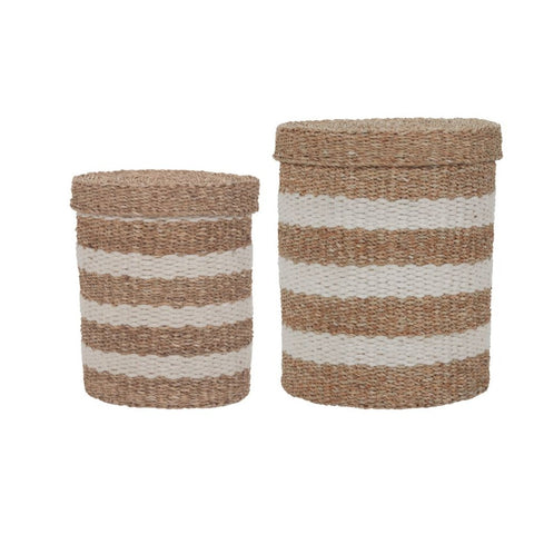 Natural Striped Storage Baskets