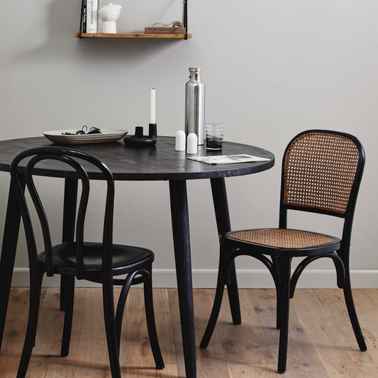 Set of 2 Natural & Black Dining Chairs - Design Vintage