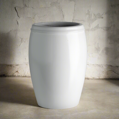 Tall White Glazed Planter