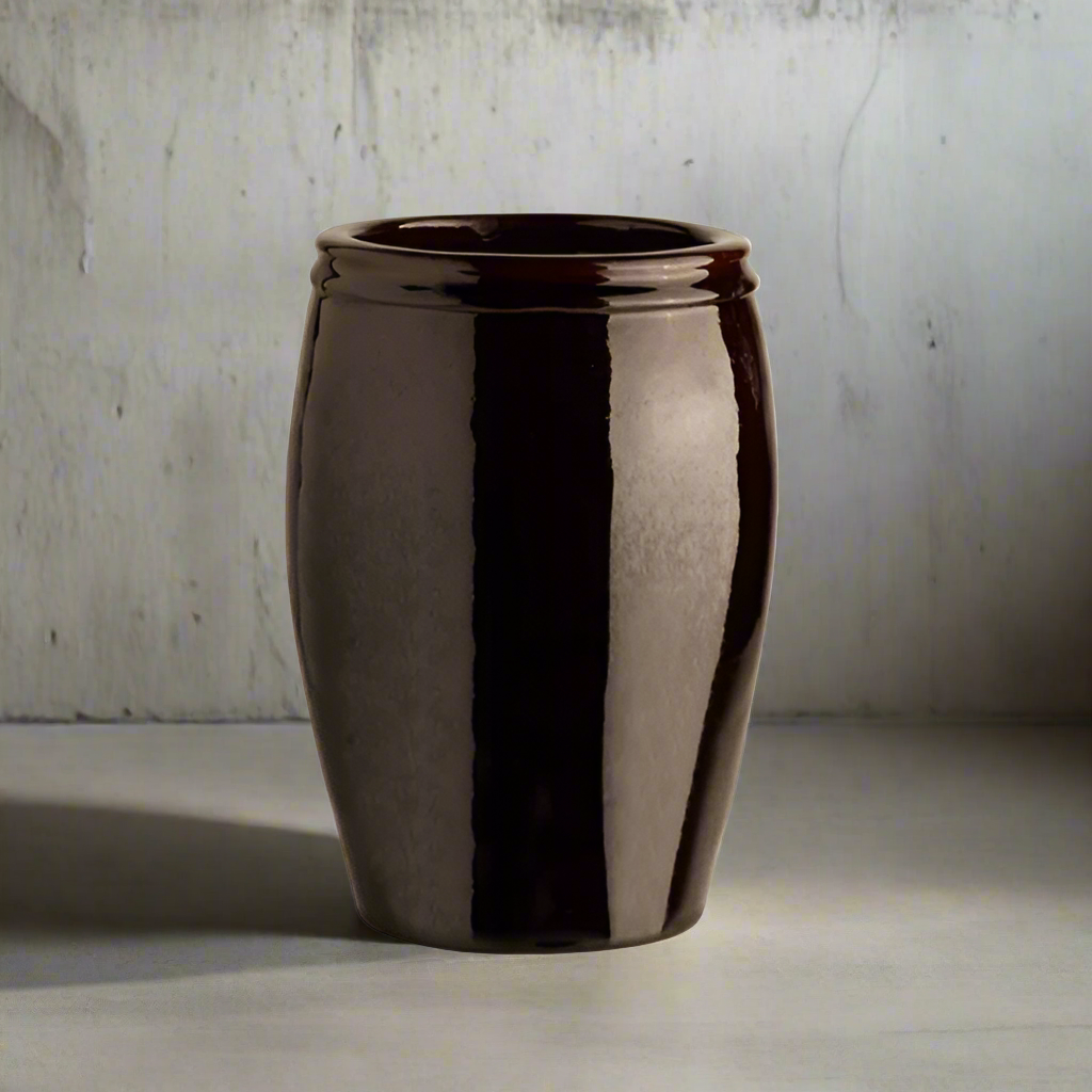 Tall Mocha Glazed Planter