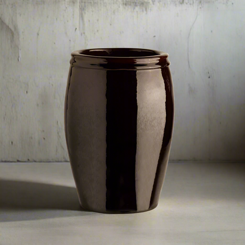 Tall Mocha Glazed Planter