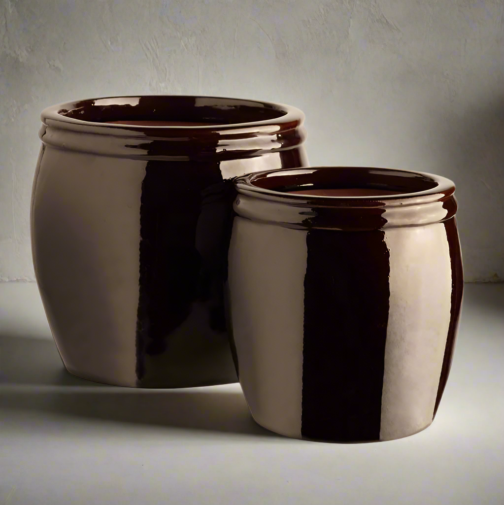 Set of Mocha Glazed Pots