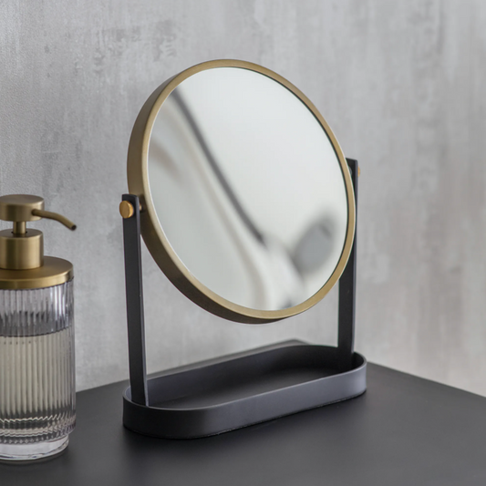 Black + Brass Vanity Mirror - Design Vintage