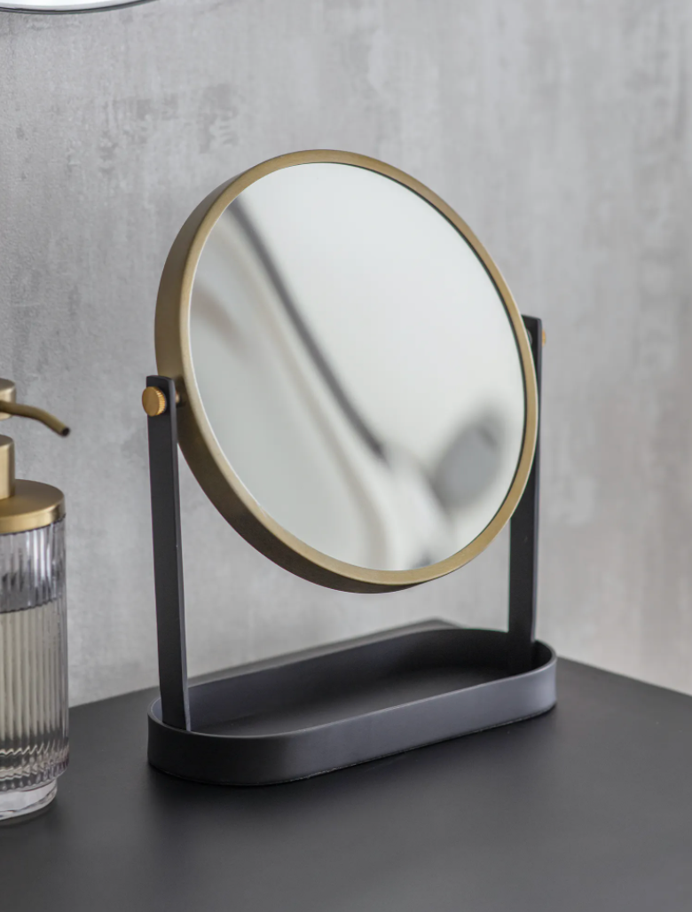 Black + Brass Vanity Mirror - Design Vintage