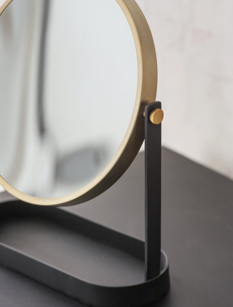 Black + Brass Vanity Mirror - Design Vintage