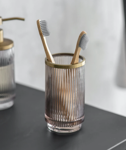 Brass + Glass Toothbrush Holder - Design Vintage