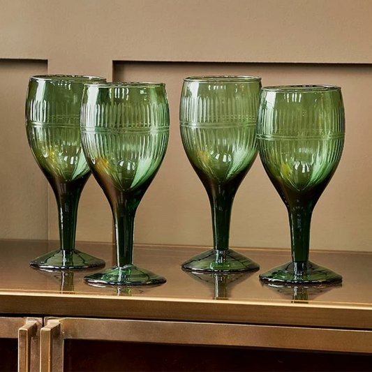 Set of Emerald Wine Glasses - Design Vintage