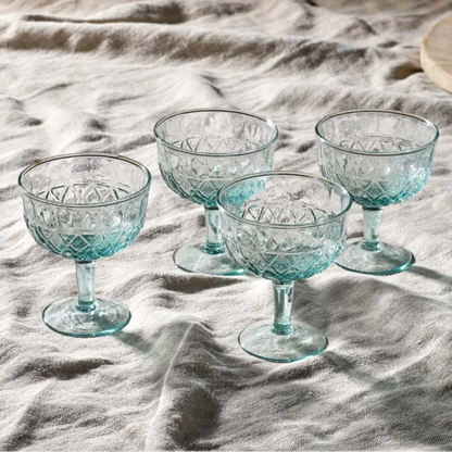 Set of 4 Cut Champagne Glasses - Design Vintage