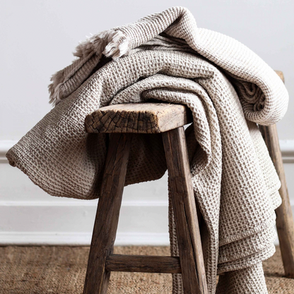 Waffle Cotton Linen Throw - Design Vintage