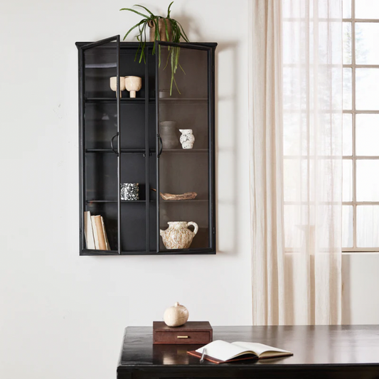 Tall Black Iron Wall Cabinet - Design Vintage