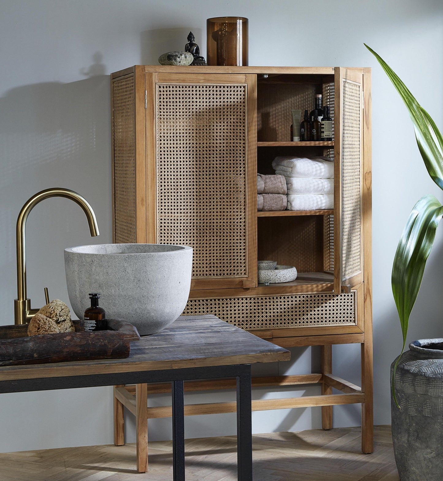 Teak & Cane Cabinet - Design Vintage