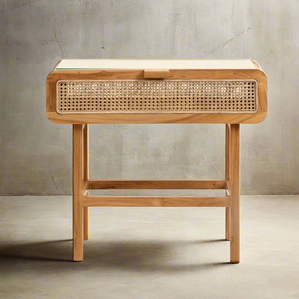 Teak & Cane Console