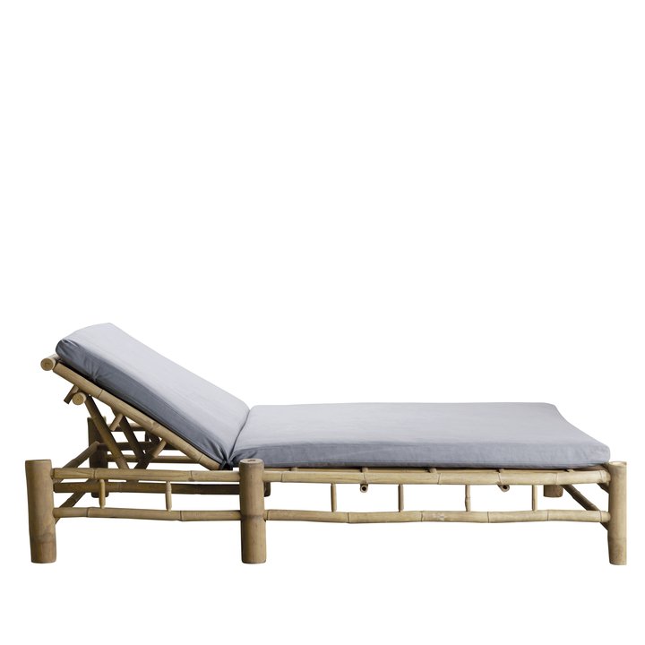 Double Bamboo Sunbed With Cushion - Design Vintage