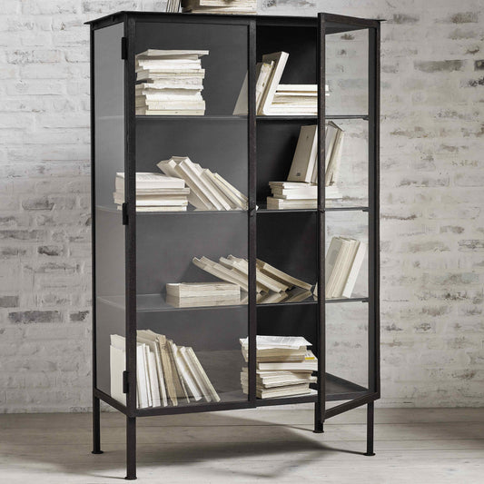 Black Iron & Glass Cabinet - Design Vintage