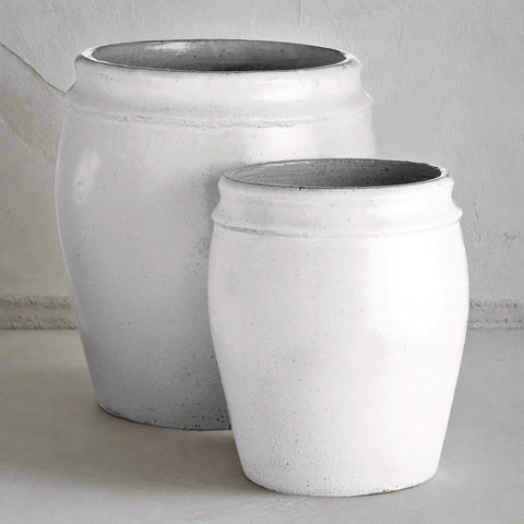 Set of XL White Glazed Planters