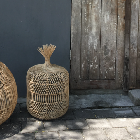 Rattan Dumpling Floor Lamp