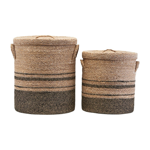 Striped Seagrass Laundry Baskets