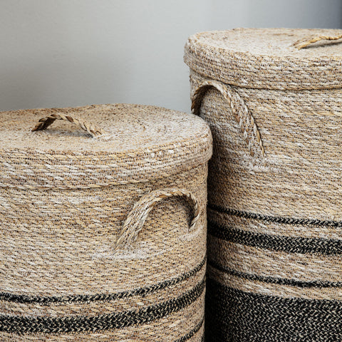 Striped Seagrass Laundry Baskets